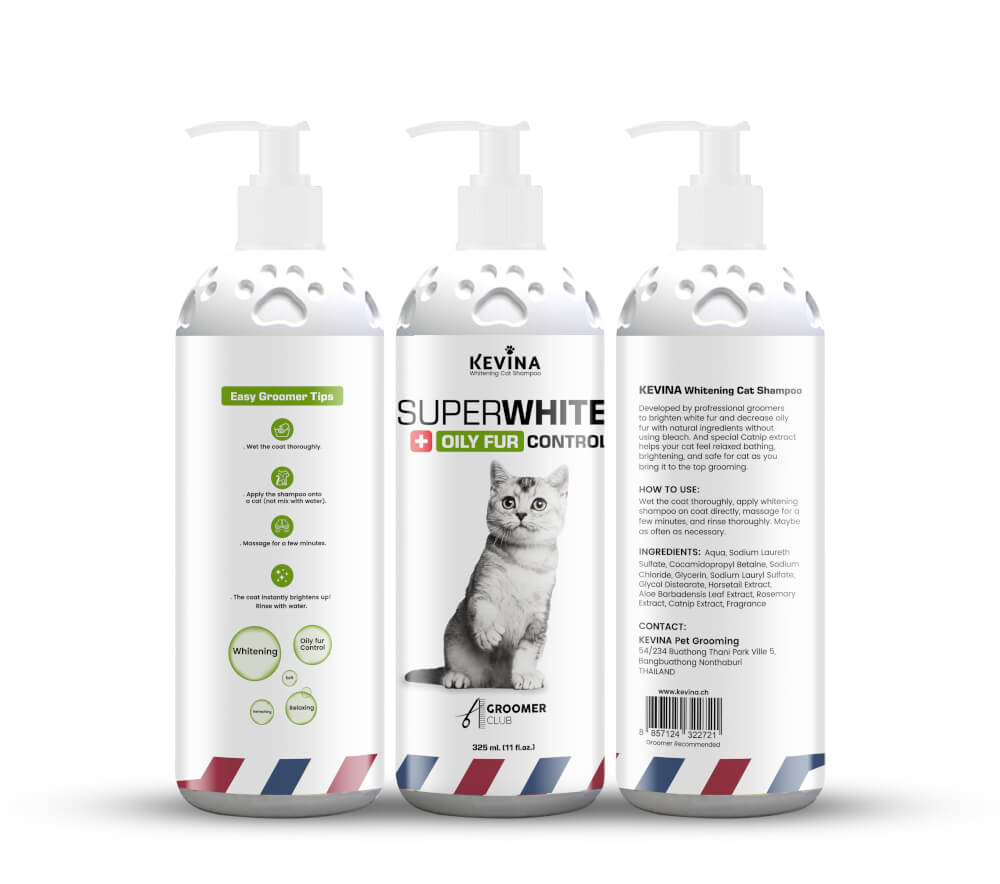 แชมพูแมว KEVINA สูตรขนสีขาว ลดความมันโคนหาง ขนาด 325 ML._1